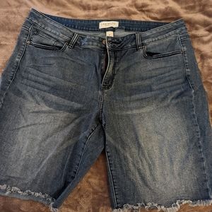 Dark wash Bermuda jean shorts from Lane Bryant